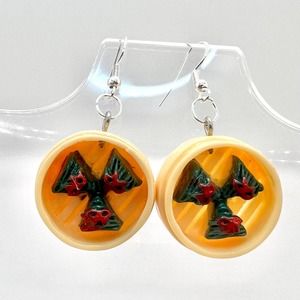 Dumpling Earrings - Dim Sum Earrings - Dumpling Basket Earrings - Asian Earrings